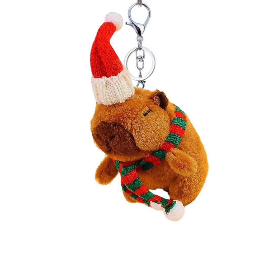 Cross Dressing Scarf Capybara Keychain PP Cotton Plush Animal Key Ring  Ornaments