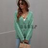 Autumn and winter new European and American button women's clothing loose solid color twisted rope knitted cardigan women's sweater women's