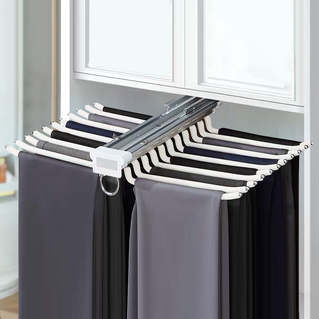 22 Arm Sliding Pull Out Pants Hanger Trouser Rack Holder Closet Organizer Stainless Steel Hanging Rail Home
