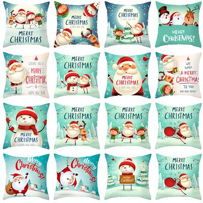 Santa Claus Snowman Elk Pillow Cover Festive Home Sofa Pillow Cushion Cover