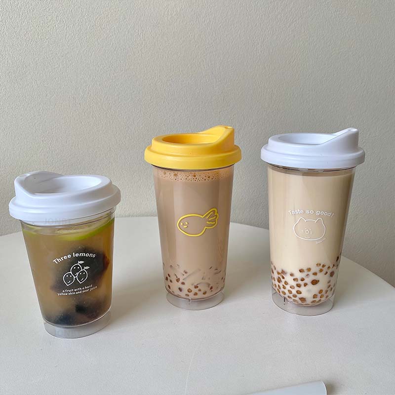 Koreański Prosty Kubek na Iced Americano Tritan Plastikowa Butelka na Wodę Dla Kobiet Przezroczysty Kubek do Kawy Biuro Mleko Herbata Matcha Napój