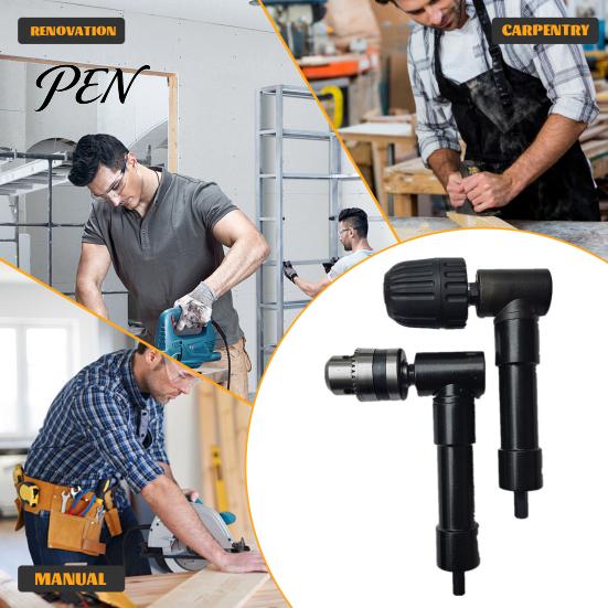 Narrow Space Drilling Accessory 90 Degree Right Angle Drill Attachment, Corner Adapter with 0.8-10mm 3-Jaw Chuck, Compatible Most Bits Professional