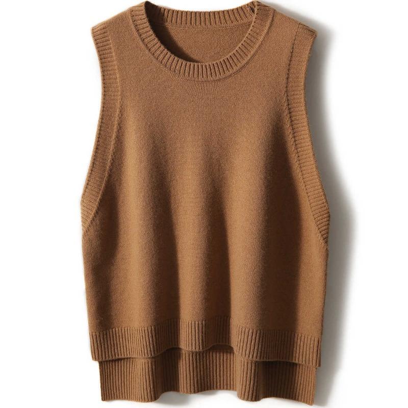 O Neck Fashion Sleeveless Women Knitted Sweater Vest Autumn and Winter Loose Simple New Office Tank Top Elegant Buttons Simple Clothing