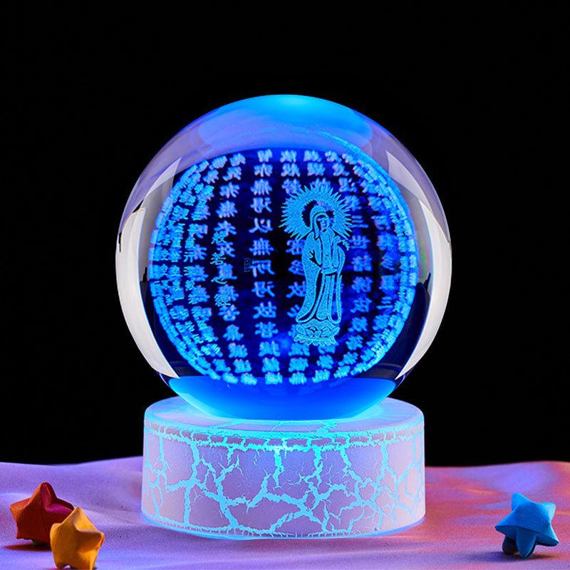 Jackfruit Heart Sutra 3D Crystal Ball Night Light - Creative Gift for Birthday or Qixi Festival
