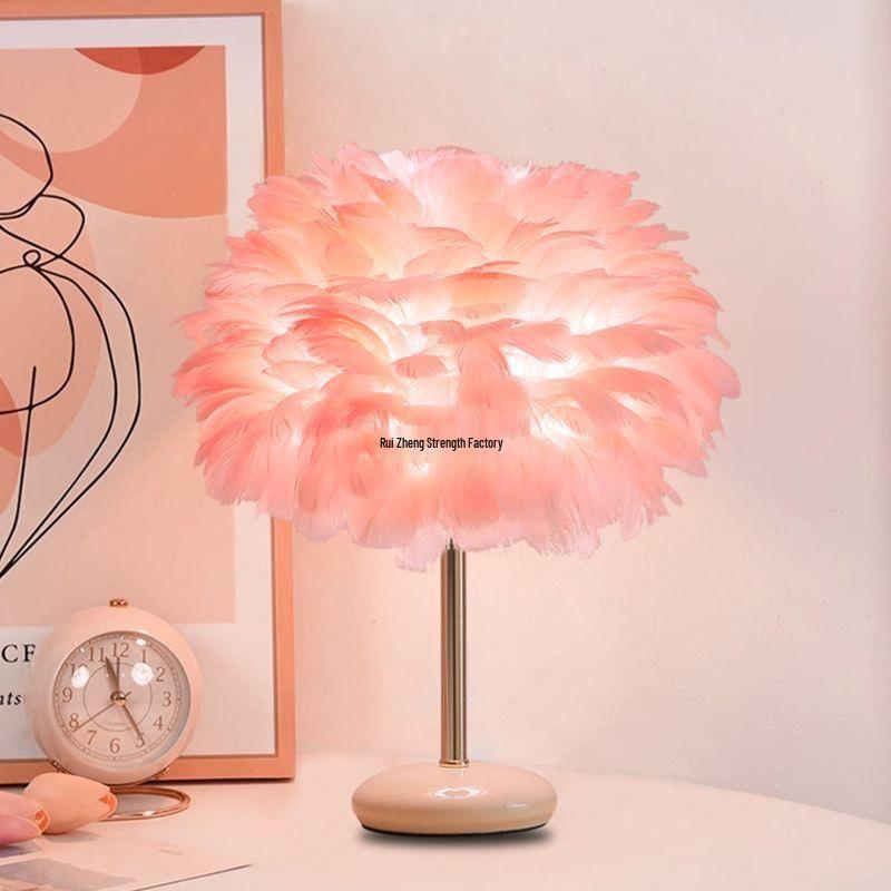 Crackle Ceramic Feather Table Lamp - Handmade Luxury Home Decor, Romantic Warm Light for Bedroom.