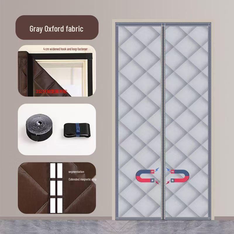 

Потовщена зимова бавовняна штора на двері: Ізольована, Вітрозахищена, Звукоізольована, Самоклеюча Перегородка для Кондиціонера 80x190cm