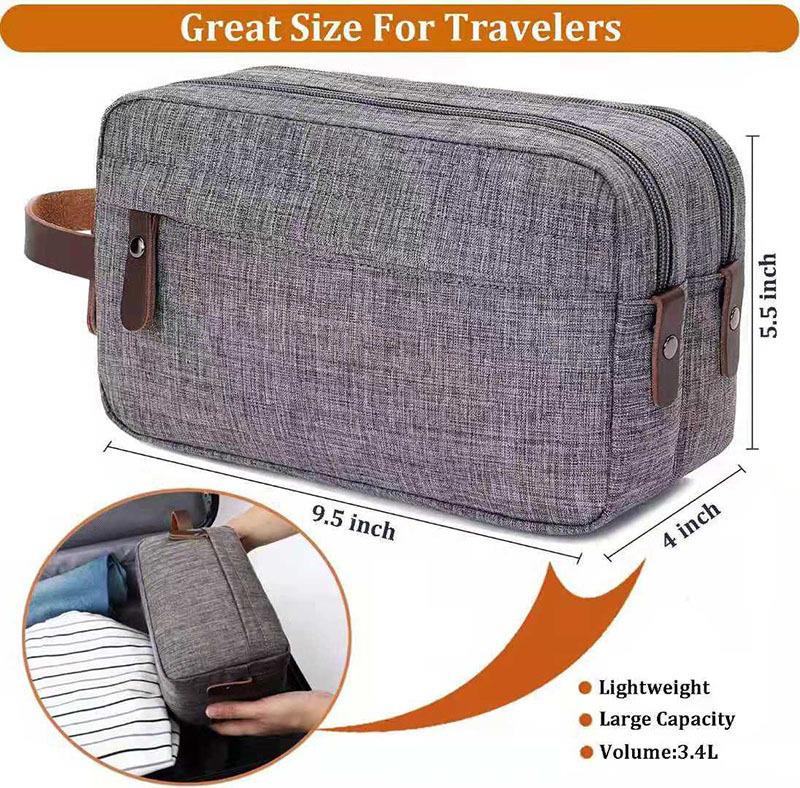 Waterproof Oxford Cloth Double Layer Toiletry Bag: Extra Large Capacity, Portable, for Men's Travel and Makeup Storage.