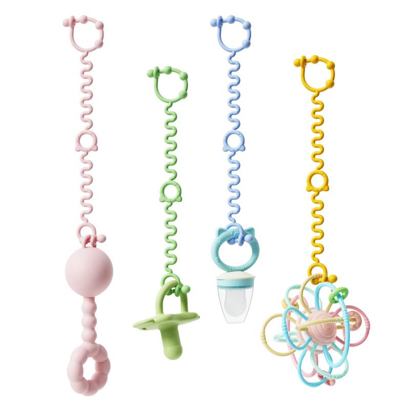 Cute Cartoon Pacifier Chain Holders Anti-drop Rope Chain Soft Silicone Teething Clips Baby Teether Toy Soother Pacifier Strap
