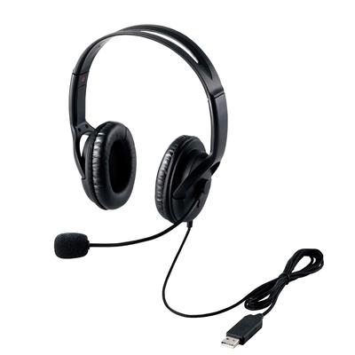Elecom Headset Microphone USB Binaural Overhead Single Cable 1.8m HS-HP28UBK