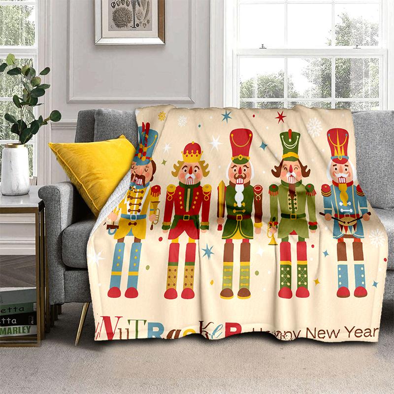 Cartoon Merry Christmas Gift The Nutcracker Doll Happy New Year Soft Flannel Blanket for Beds Bedroom Sofa Picnic,Throw Blanket