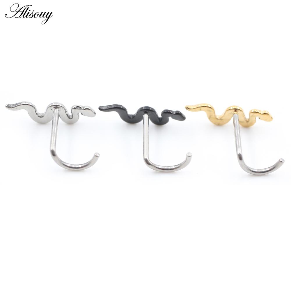 Alisouy 1 pièce G23 titane sans filetage torsadé serpent nez anneaux piercing oreille septum daith captif tragus clous d'oreilles bijoux de corps