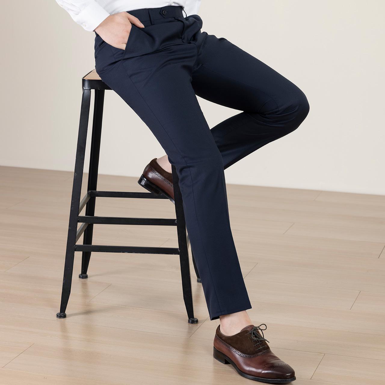 

Мужские брюки для костюма из 100% шерсти, машинная стирка - Формальные брюки прямого кроя Waist 77cm (Size 30.5)