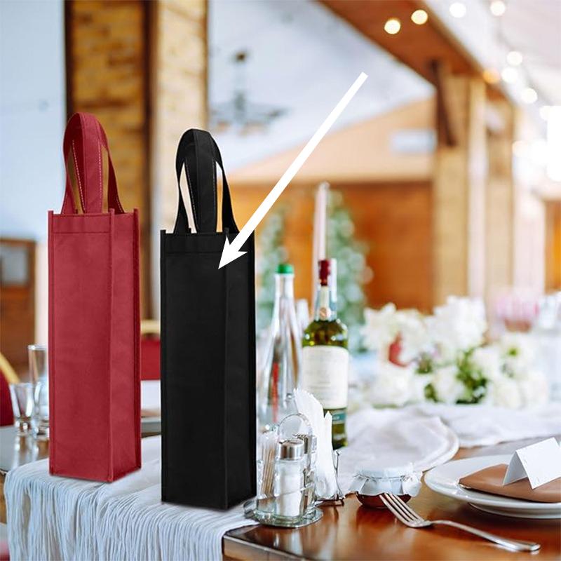 

Black Reusable Nonwovens Champagne Beer Waterproof Gift Bag Color Thicken Single Double Bottle Red Wine Bottle Hand Handle Packaging Pouches 24pcs 10 x 10 x 35cm 24pcs чёрный