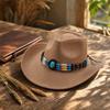 Women's Wide Velvet Fedora Hat with Three Rows of Beads, Jazz Hat for Party