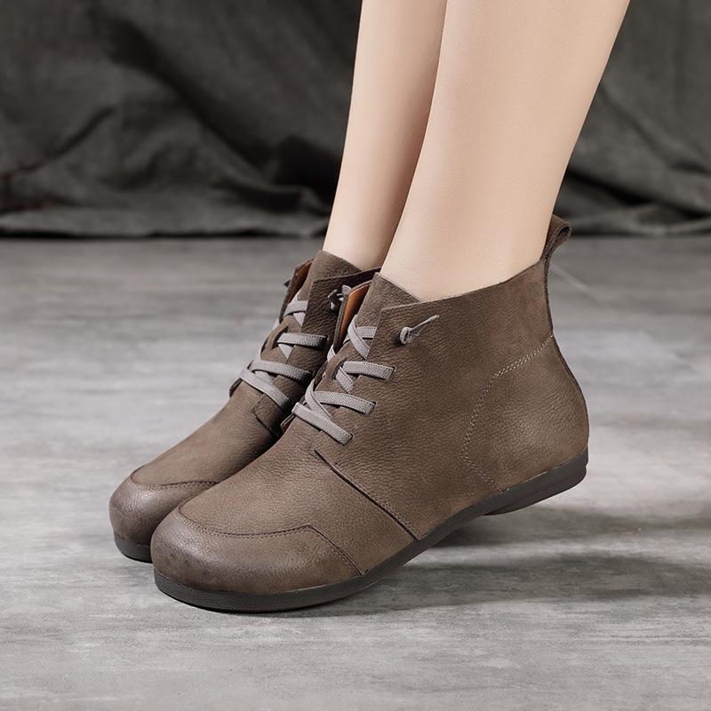 Autumn and winter new first-layer cowhide single boots retro Martin boots women's soft sole soft surface casual