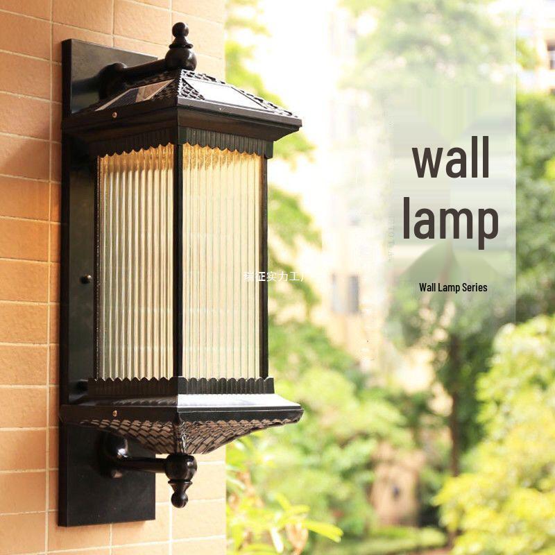 2025 Chinese Style Solar LED Outdoor Wall Sconce - Antique Villa Front Door Lamp, Super Bright