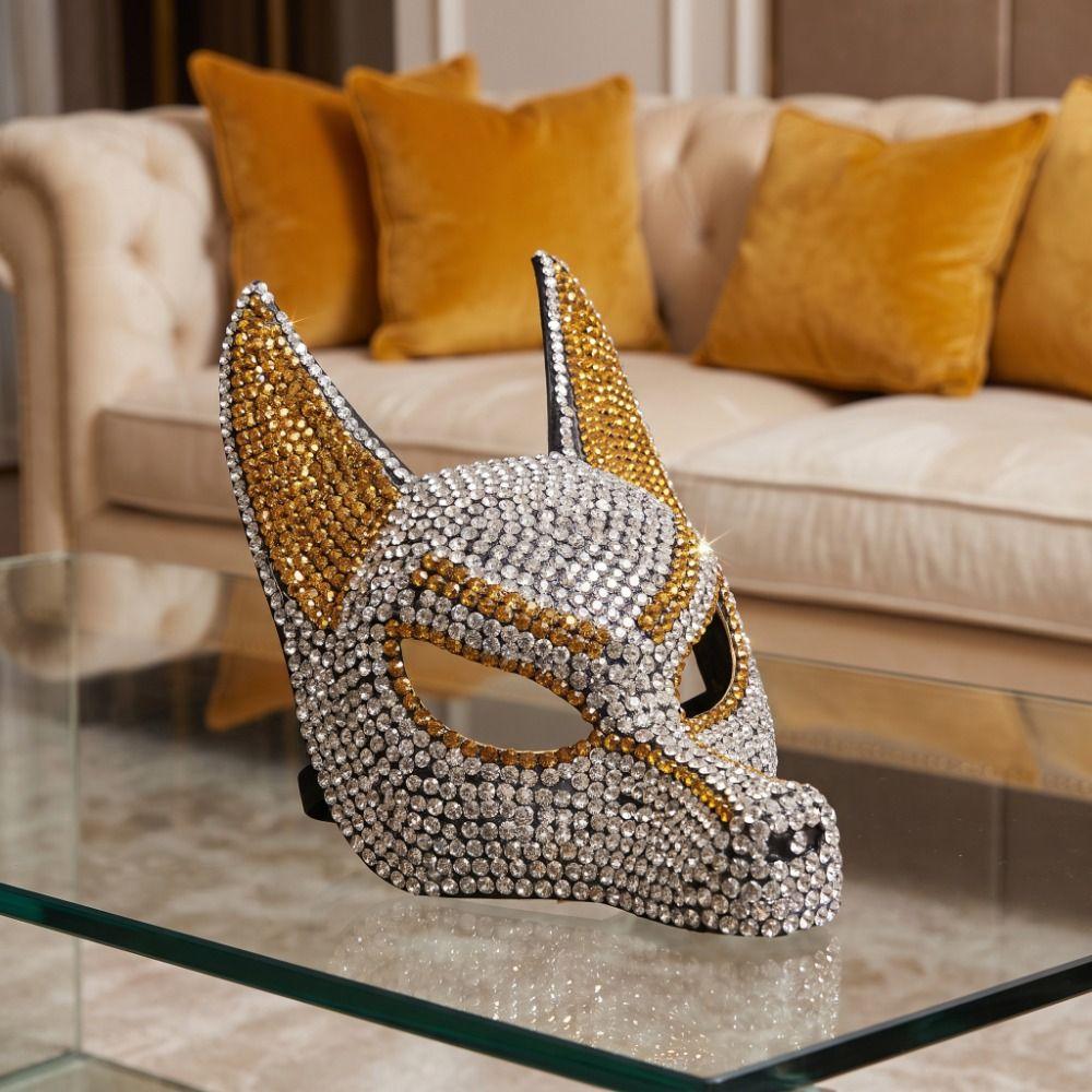 Dress Up Props Wolf Crystal Mask Luxury Design Halloween Mask Fashion Rhinestone Mask Halloween