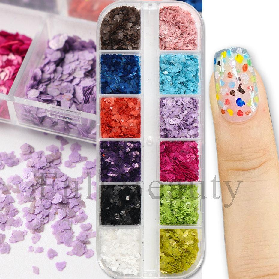 1 krabička nepravidelné třpytivé foliové nehty flitry na nehty třpytivé vločky nail art dekory na nehty příslušenství pro DIY manikúru