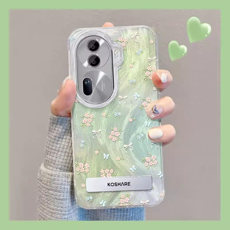 Suitable for Huawei Pura70pro Mobile Phone Case Vivox100 Smudged Floral Stand Oppo Feather Yarn Xiaomi 14/13
