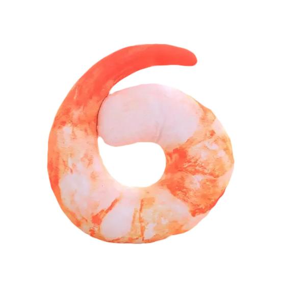 3D Shrimp Eggplant U Shaped Cushion Stuffed Plush Neck Travel Home Bed Toy