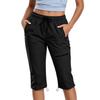Damen Capri-Hosen mit Taschen Lockerer Schnitt Lässige Sportliche Capri-Hosen Leichte Taille mit Kordelzug Cargo-Capris zum Wandern