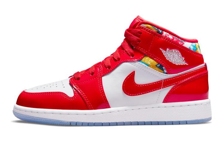 

Jordan 1 Mid Barcelona Sweater Red Patent GS DC7248-600