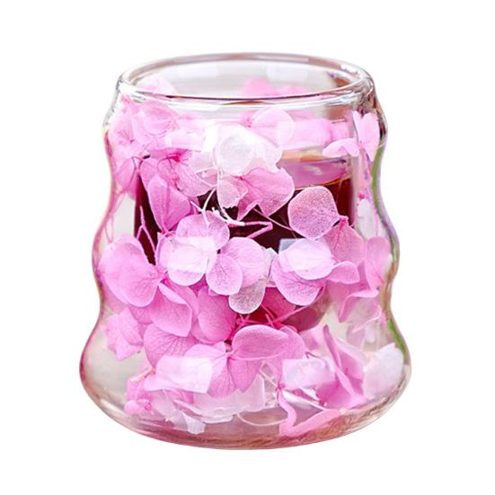Dried Flowers Insulated Coffee Mug Double Wall Clear Glass Heat Resistant Tea Cup for Water