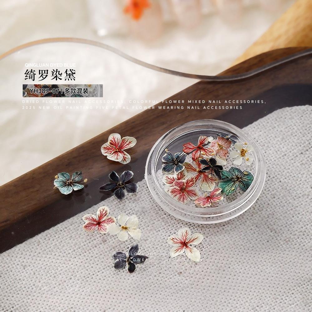 BEPAN 1PCS Summer Gradient Floral Nail Art Dried Flower Mixed Colors Natural Pressed Flowers Handmade DIY Boxed Wearable Nail Material