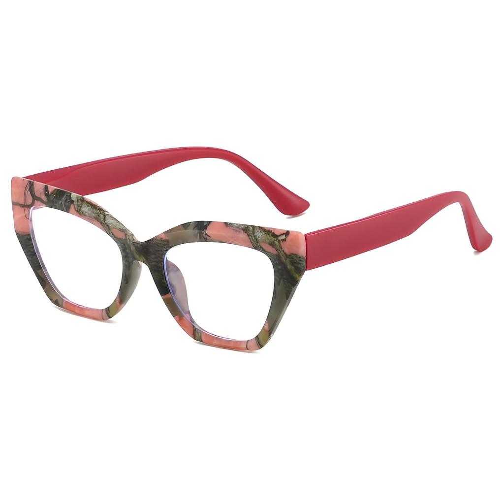 Floral Cat-Eye Anti-Blue Light Reading Glasses with Spring Temples for Middle-Aged and Elderly