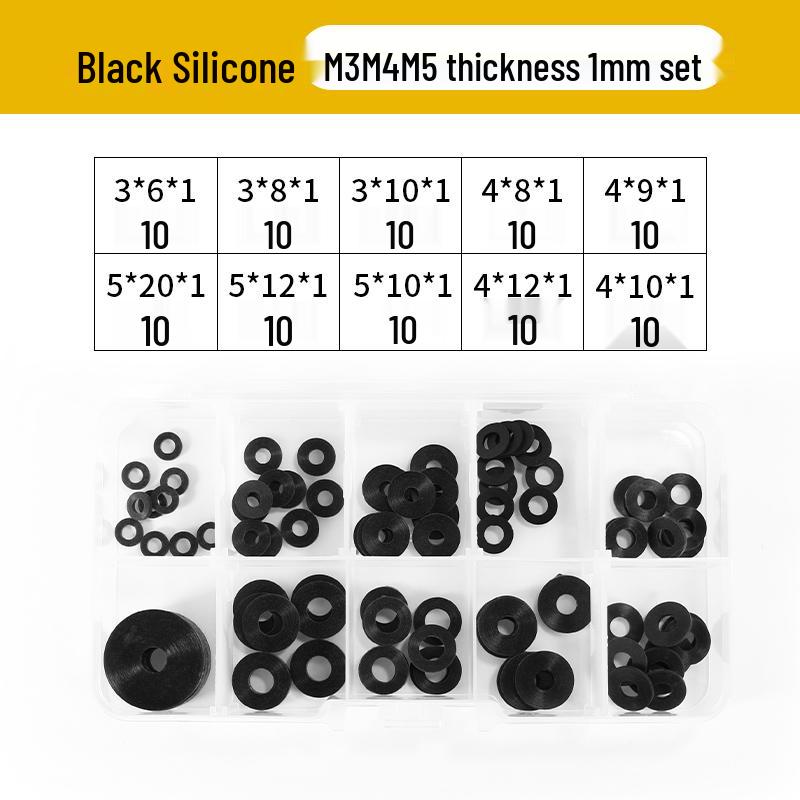 Soft Black Silicone Rubber Shock-Absorbing Waterproof Gasket Washer - High-Temperature Resistant Seal Ring.