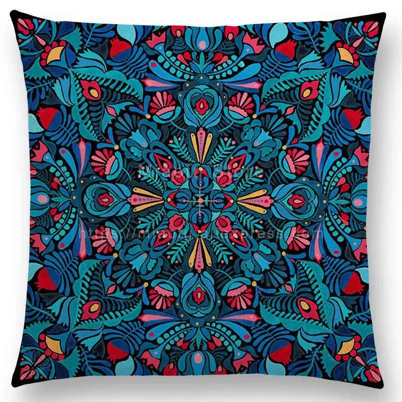 Neueste Boho Bunte Blumen Kissenbezug Rosa Regenbogen Lebhaft Floral Mandalas Musterdesign Begeisterung Drucke Kissenbezug