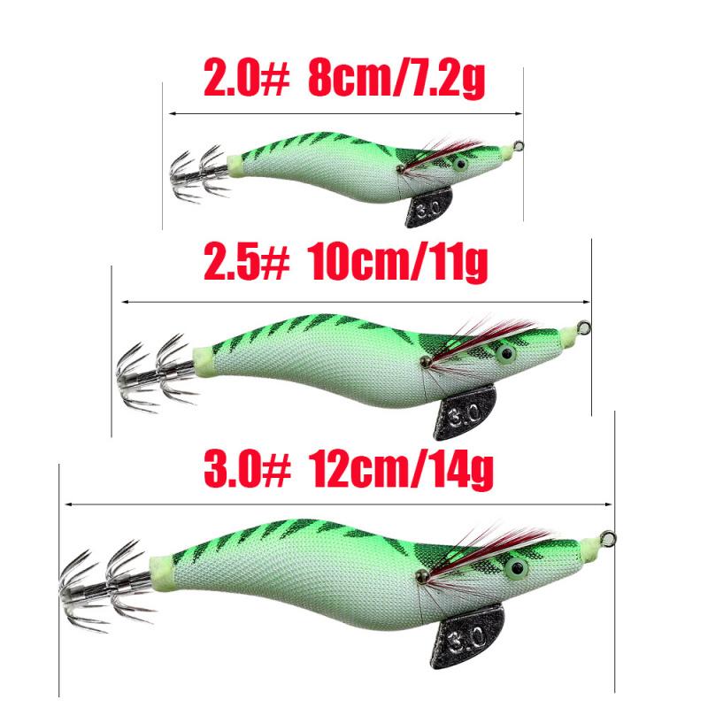 Luminous Wooden Shrimp Big Eye Squid Shrimp Fake Bait2.0 2.5  3.0#Squid Cuttlefish Sea Fishing Umbrella Hook