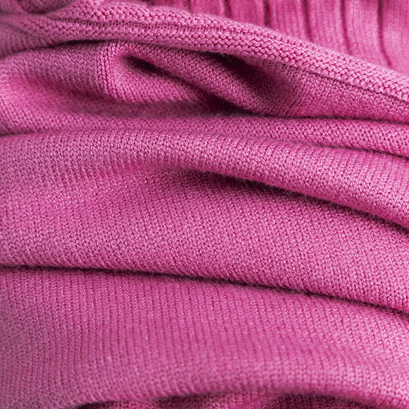 Toamnă Iarnă Pe jumătate guler înalt cu mânecă lungă din lână, culoare uni, până la genunchi, rochie tricotată supradimensionată