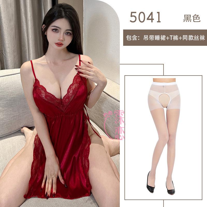 Sexy Lingerie Women's Sexy Lace Suspender Splicing Strap Side Split Bed Passion Clothes