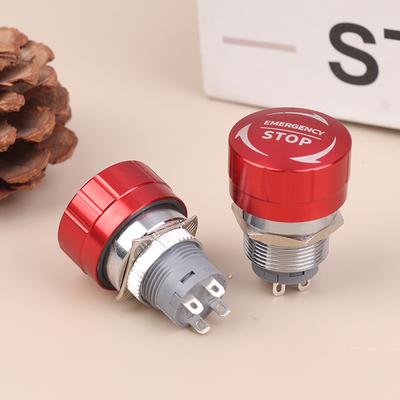 16/19/22mm 1NO1NC Metal Emergency Stop Buttons Switch Self-Locking Ultra Short Style Waterproof Power Emergency Stop Switch