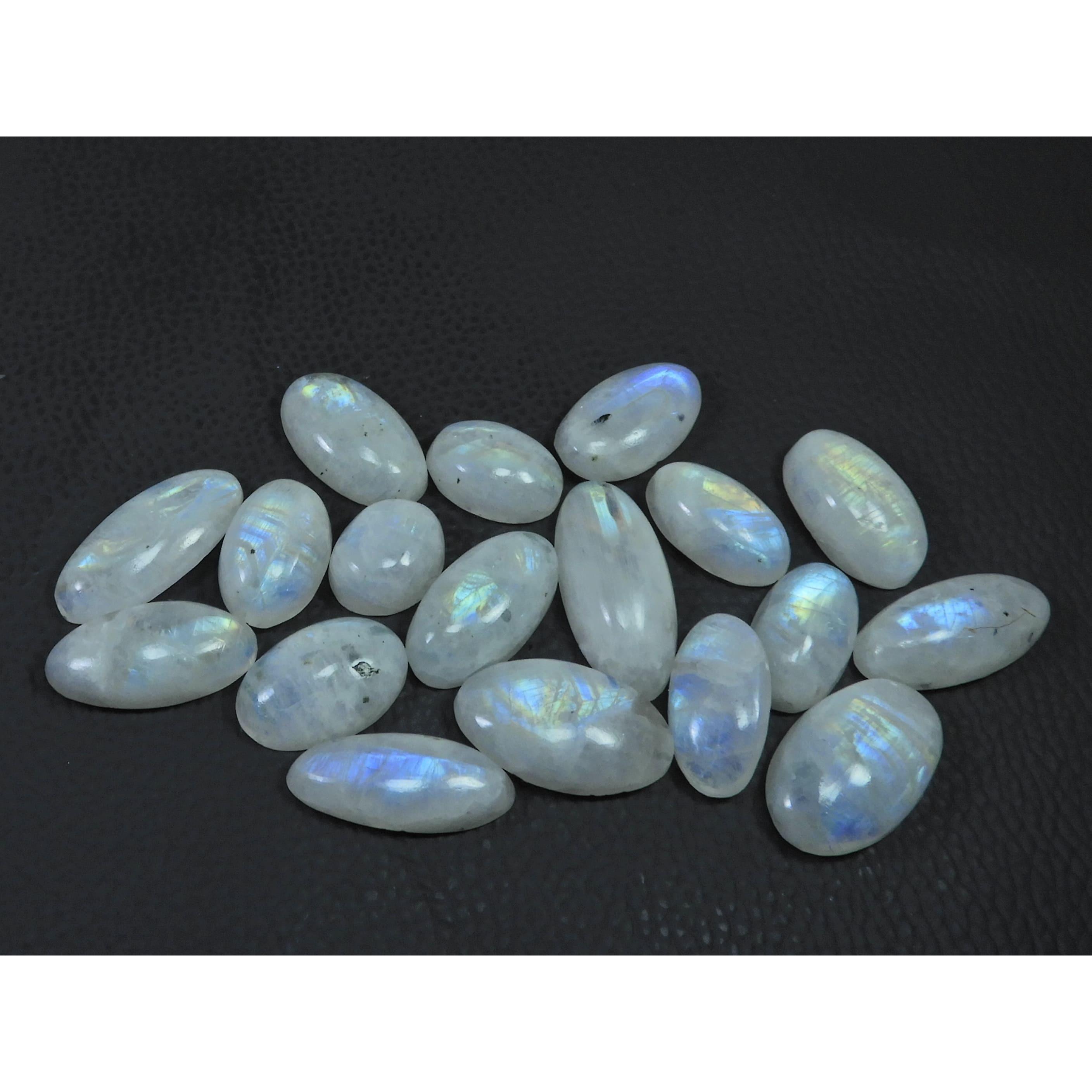 

15-23MM Natural Rainbow Moonstone Oval Cabochon Loose Gemstone 18Pcs Lot C-540