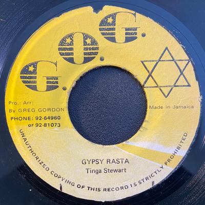 7inch Record TINGA STEWART  Gypsy Rasta NONE G.O.G.  Jamaica Reggae Ska  Dub Used