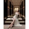 One-word Shoulder Light Luxury Evening Dress Skirt Women's High-end Sense Banquet Temperament Socialite Host High-end Niche Super Flash