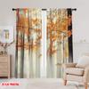 2pcs,2D Plane Printing Curtains Digital Printed Autumn Mist Polyester (without Rod) Room Decor for Living Room and Bedroom, Home