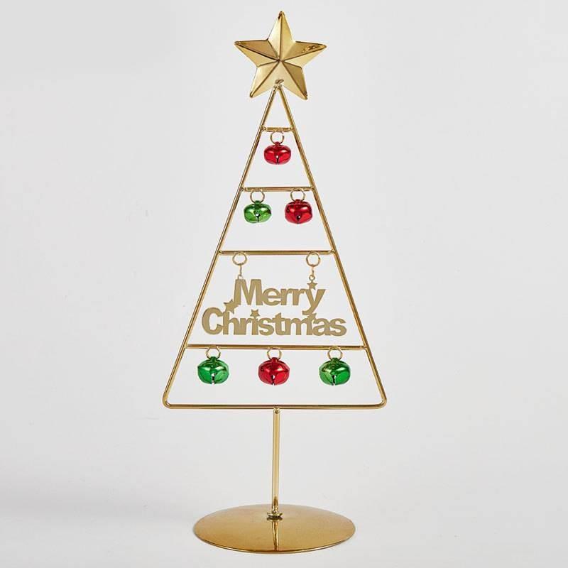 Iron Small Tabletop Christmas Tree Simulates Glowing Bell Decorations Trees