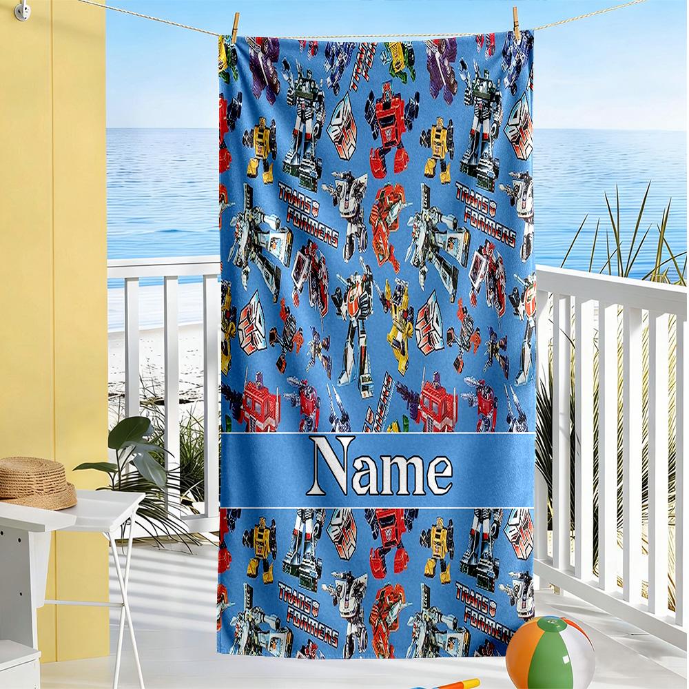 Love Transformers Customize Your Name Beach Towel Super Soft Microfiber Quickdry Fabric