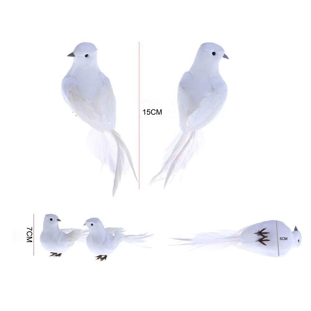 White Doves Feather Artificial Foam Lover Peace Couple a Pair Doves Bird Home Decor Simulation Figurines Miniatures Bird Model