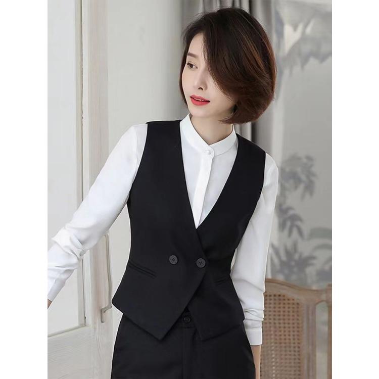Gilet da Lavoro da Donna alla Moda Nero Slim Fit Giacca Gilet Casual Capo d'Abbigliamento Esterno