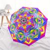 1pc Kaleidoscope Pattern Folding Umbrella With Excellent UV Protection, 8 Ribs Casual Durable Lightweight Portable Travelling Umbrella For M