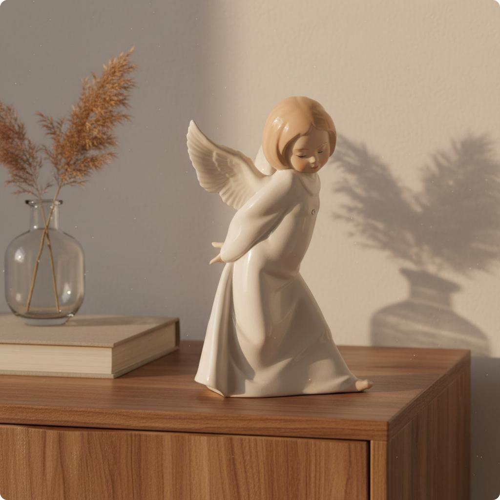 4 Pieces Ceramic Angel Figurine Cute Angel Figurine Cherub Sculpture Gift Home Decor Creative for Girls, Shelf Display