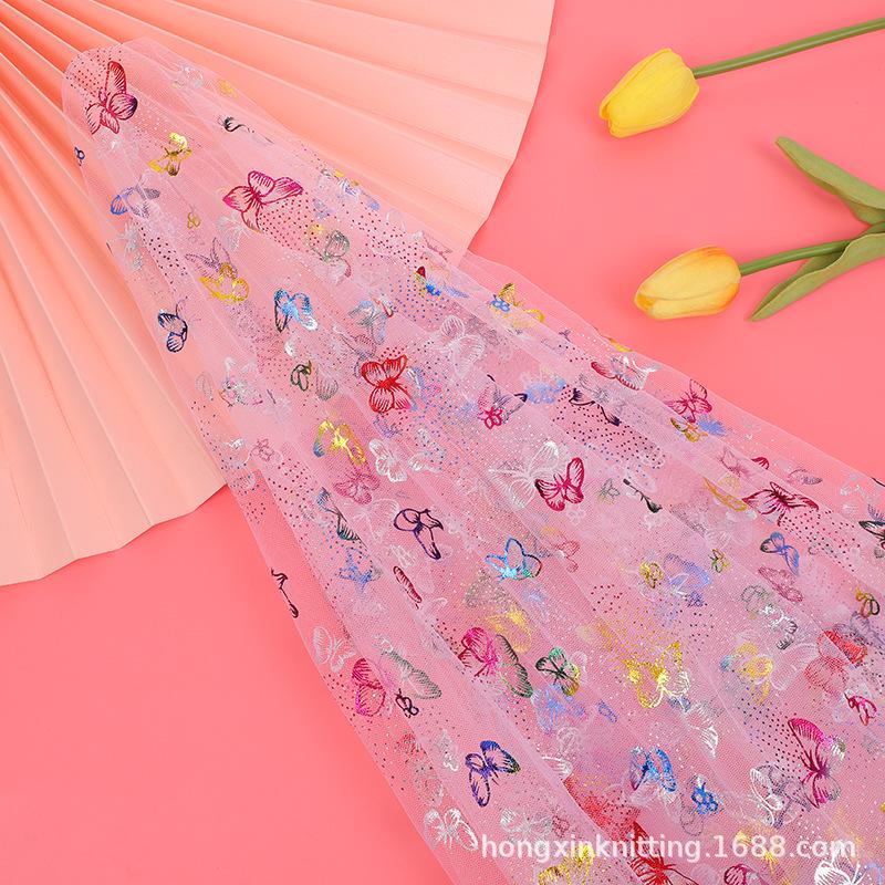 Seven-Color Butterfly Mesh Fabric for Headwear, Children s Clothing, and Women s Dresses Light Pink