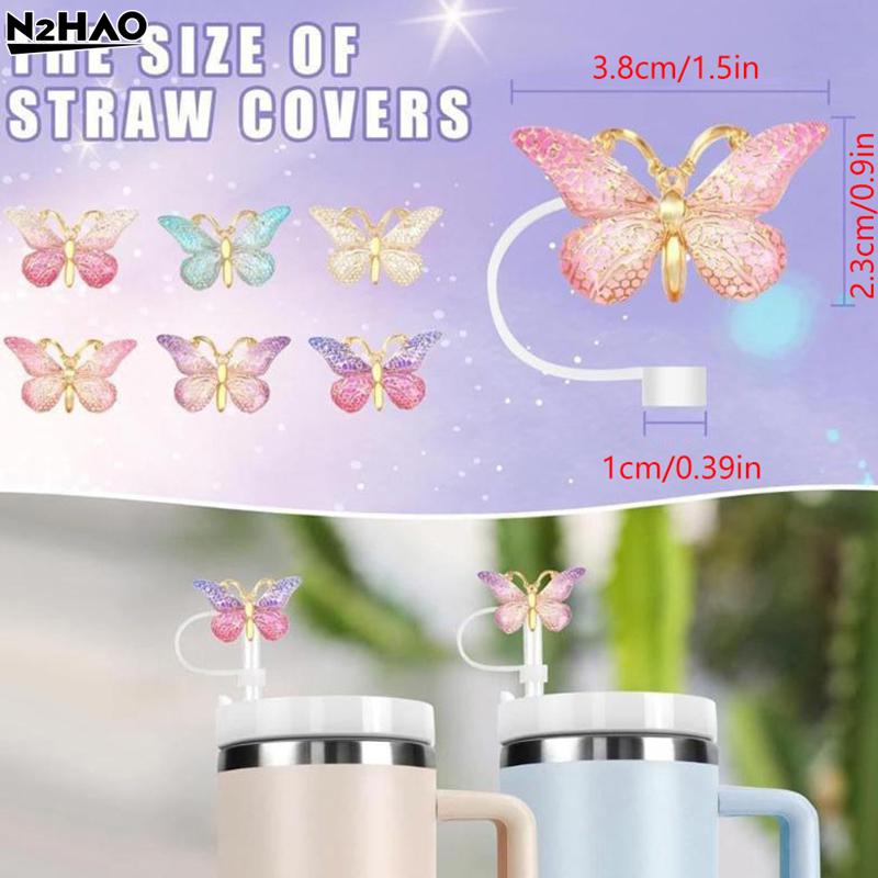 1*Reusable Straw Tips Lids Straw Covers Butterfly Straw Cap Spill Stopper For Water Cup Heat-resistant Dust Proof Straw Plug Cap