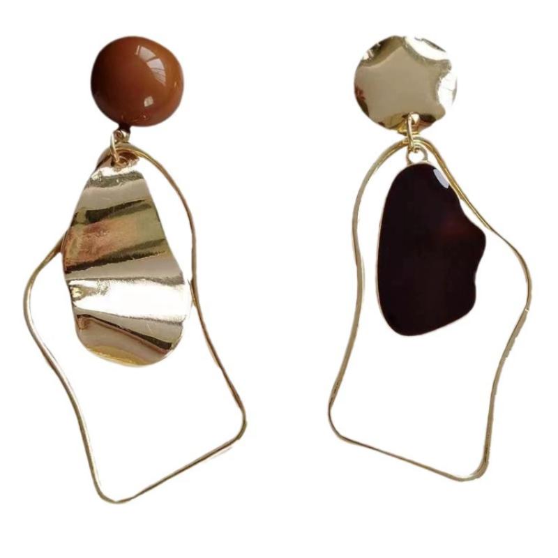 Korea Ins Irregular Geometric Pendant Earrings Women Retro Simple Design Asymmetric Holiday Accessories Jewelry