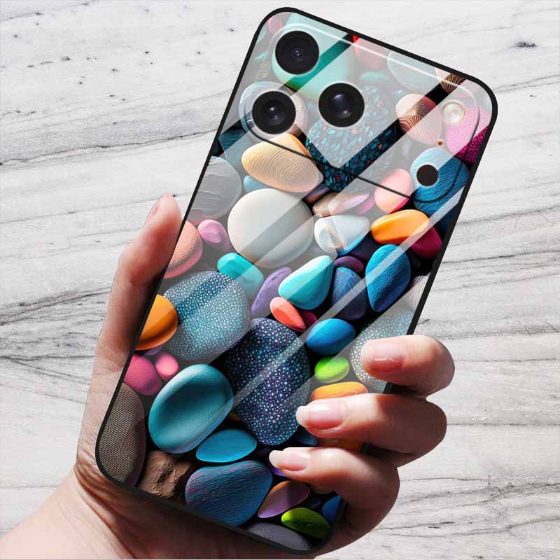 Cartoon Patterns Case For iPhone 17 Pro Plus Capa 17 Pro Max Bumper Luxury Tempered Glass Hard Back Cover iPhone17 Air Funda