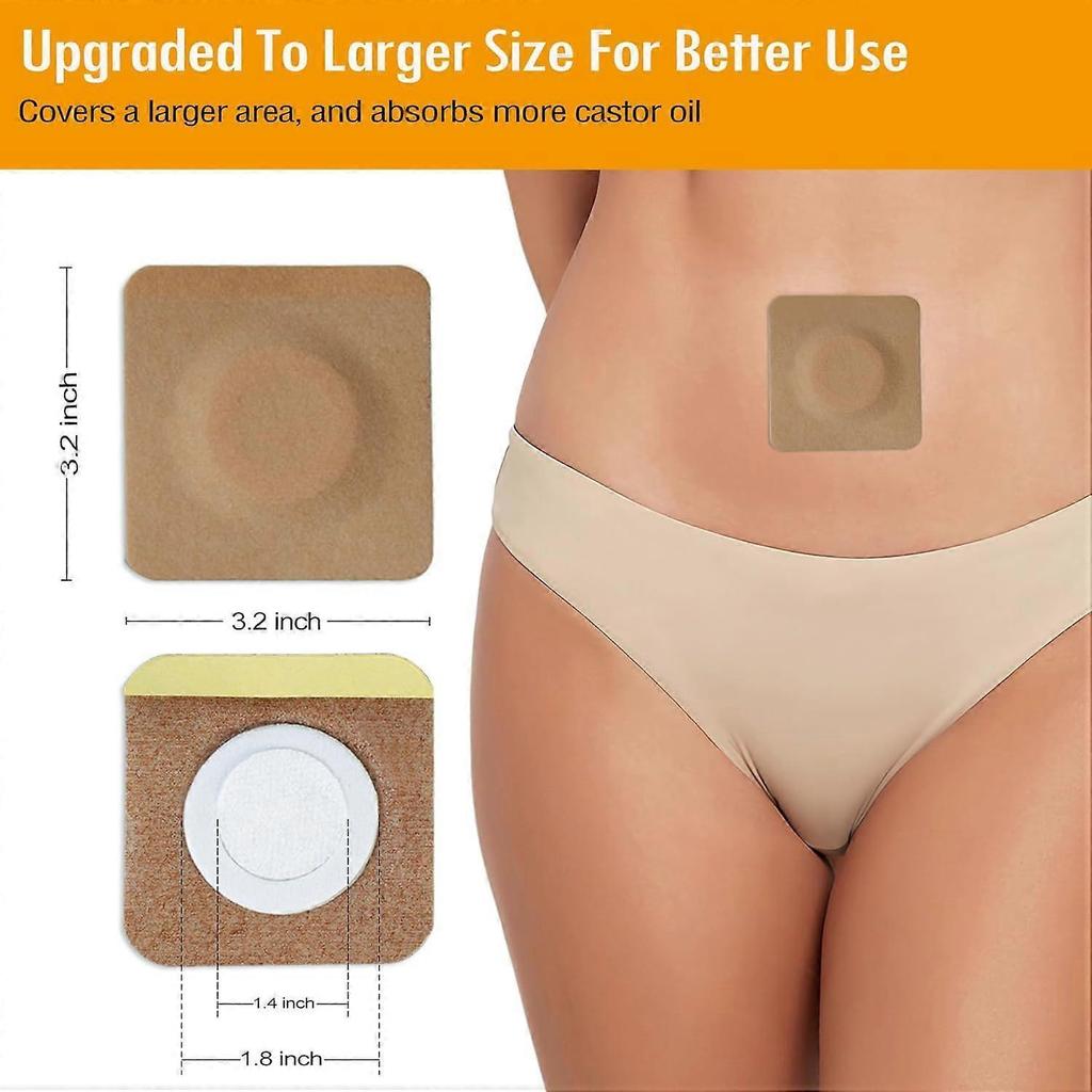 12PCS 3.2 inch Hypoallergenic Castor Oil Pack Wrap for Belly Button, Disposable Castor Oil Wrap Patches Pad with High-Abs